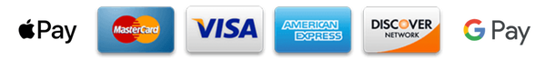 Payment methods: Apple Pay, Mastercard, Visa, American Express, Discover, Google Pay